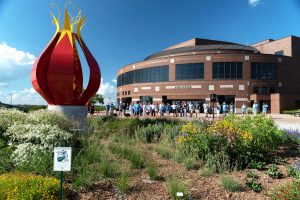 2018 Dedication ceremony for Jan Gaumitz' BLOOM outside the Lied Center of Kansas